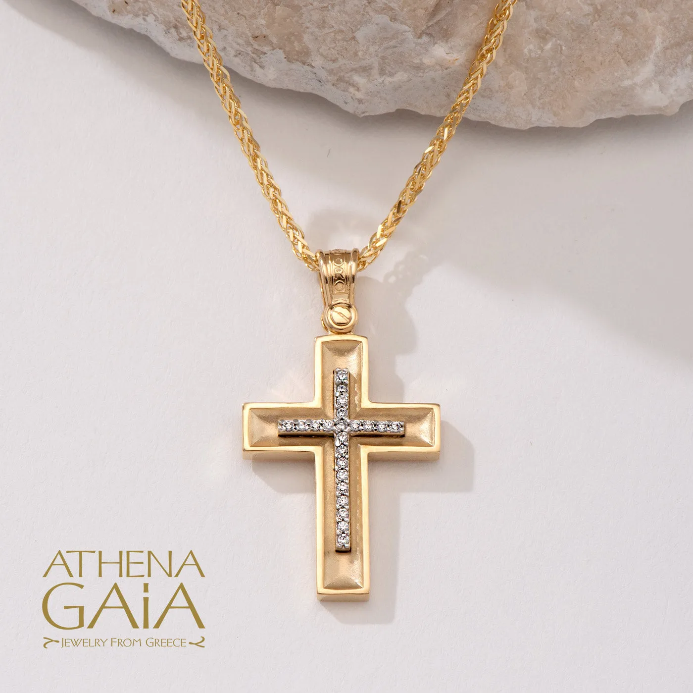 14k Gold Hidden Light Pave Latin Cross