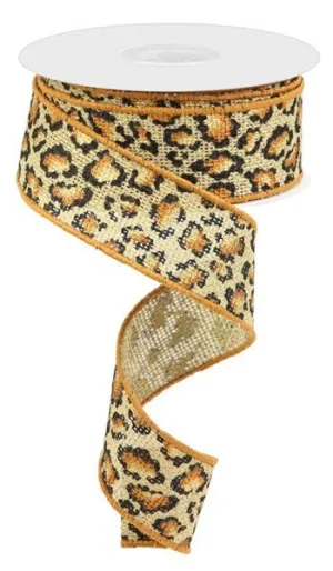 1.5" Metallic Animal Print/Burlap: Natural, Black, Rust, Gold (10 Yards) RGC135718