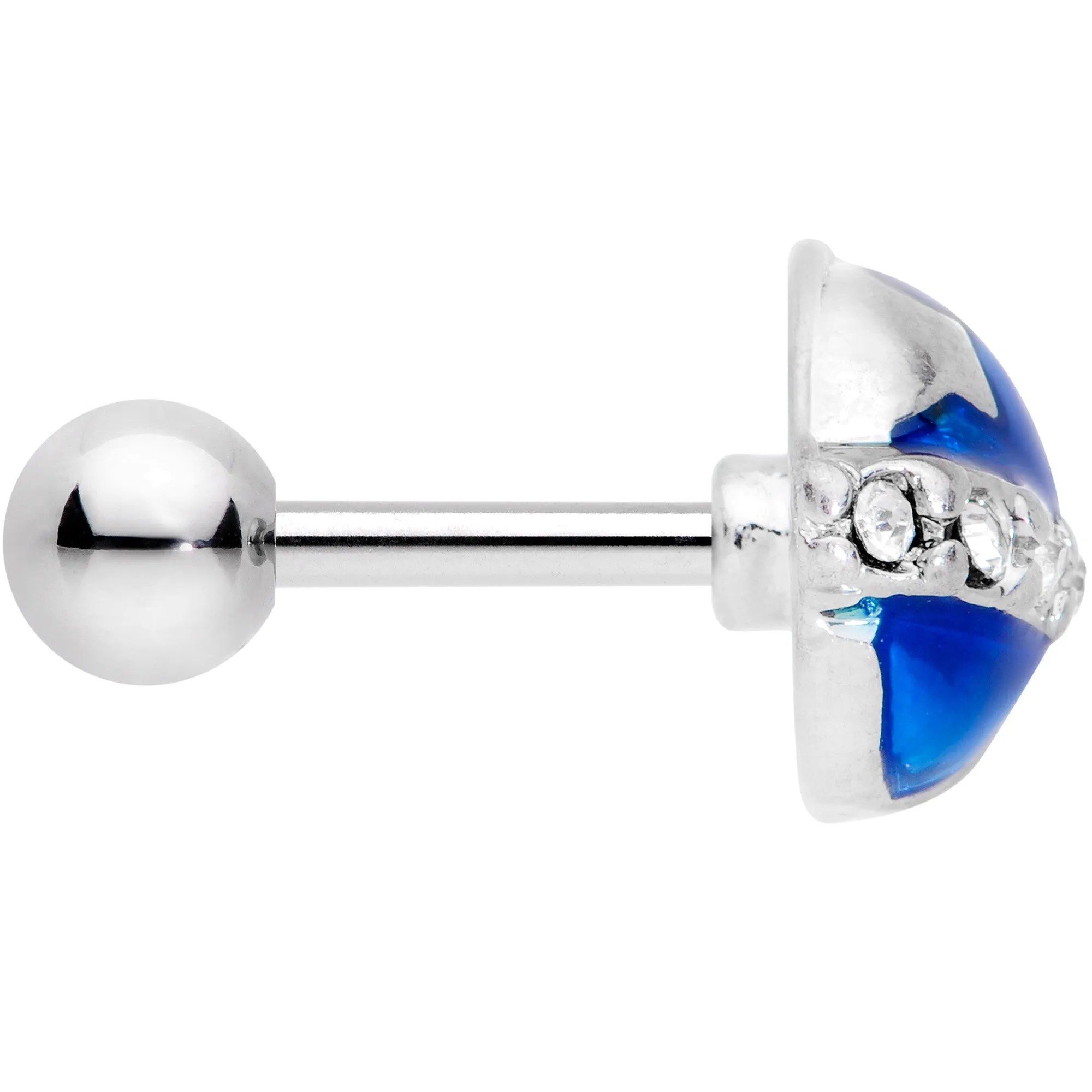 16 Gauge 1/4 Clear Gem Blue Planet Saturn Cartilage Tragus Earring
