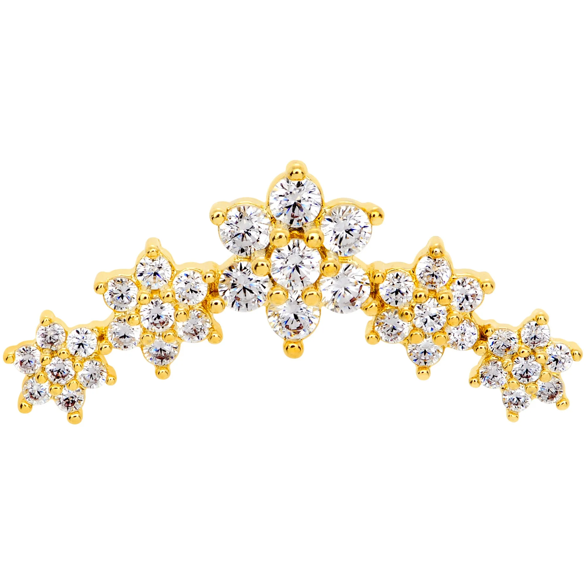16 Gauge 5/16 Clear CZ Gem Gold Tone Floral Internal Thread Labret