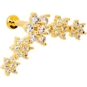 16 Gauge 5/16 Clear CZ Gem Gold Tone Floral Internal Thread Labret