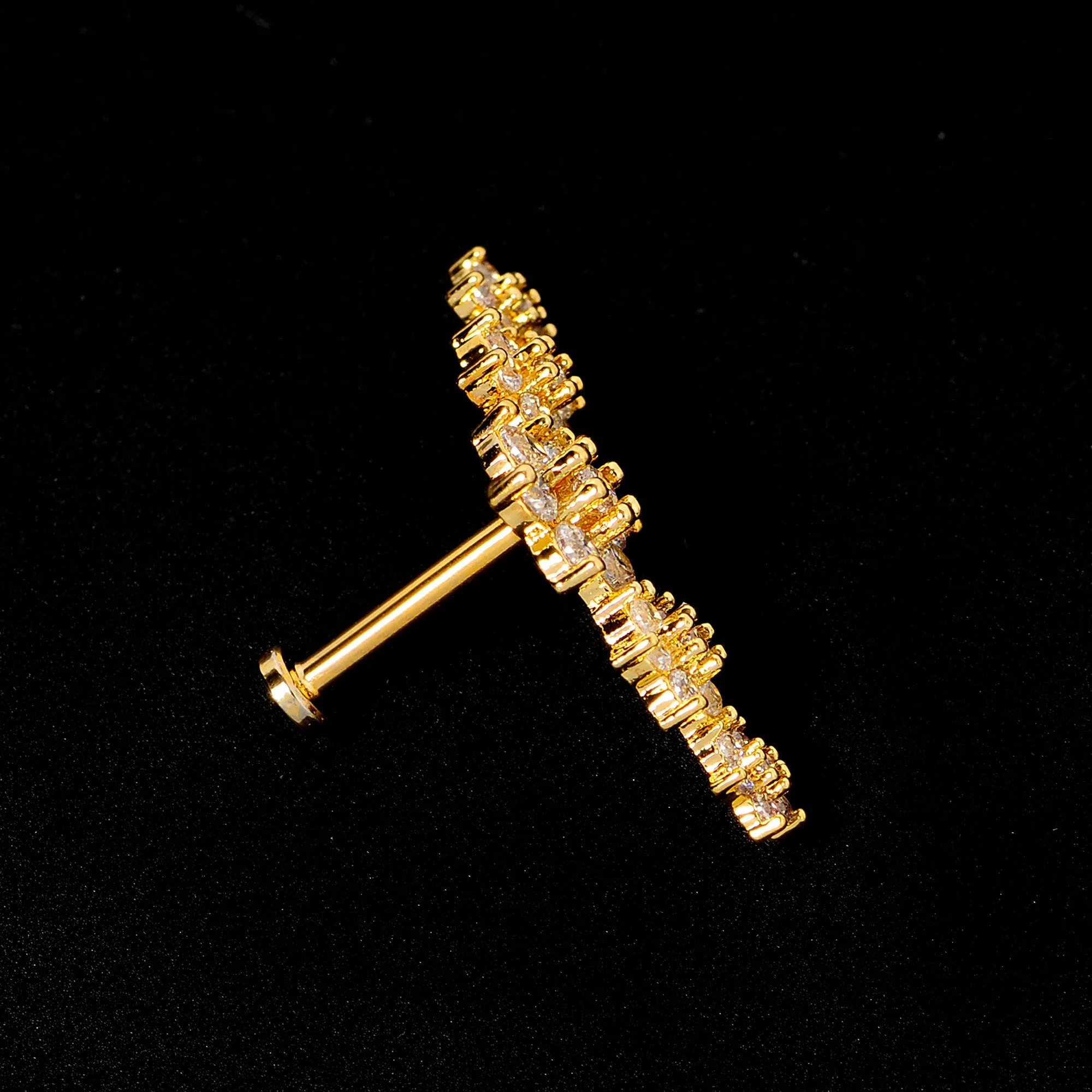 16 Gauge 5/16 Clear CZ Gem Gold Tone Floral Internal Thread Labret