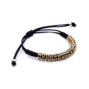 18K Gold Black Diamonds Stoppers Macrame Bracelet - Black