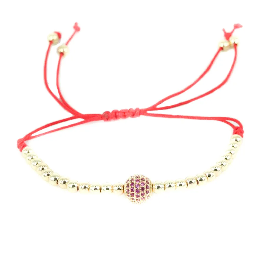 18K Gold Diamond Ball - Red