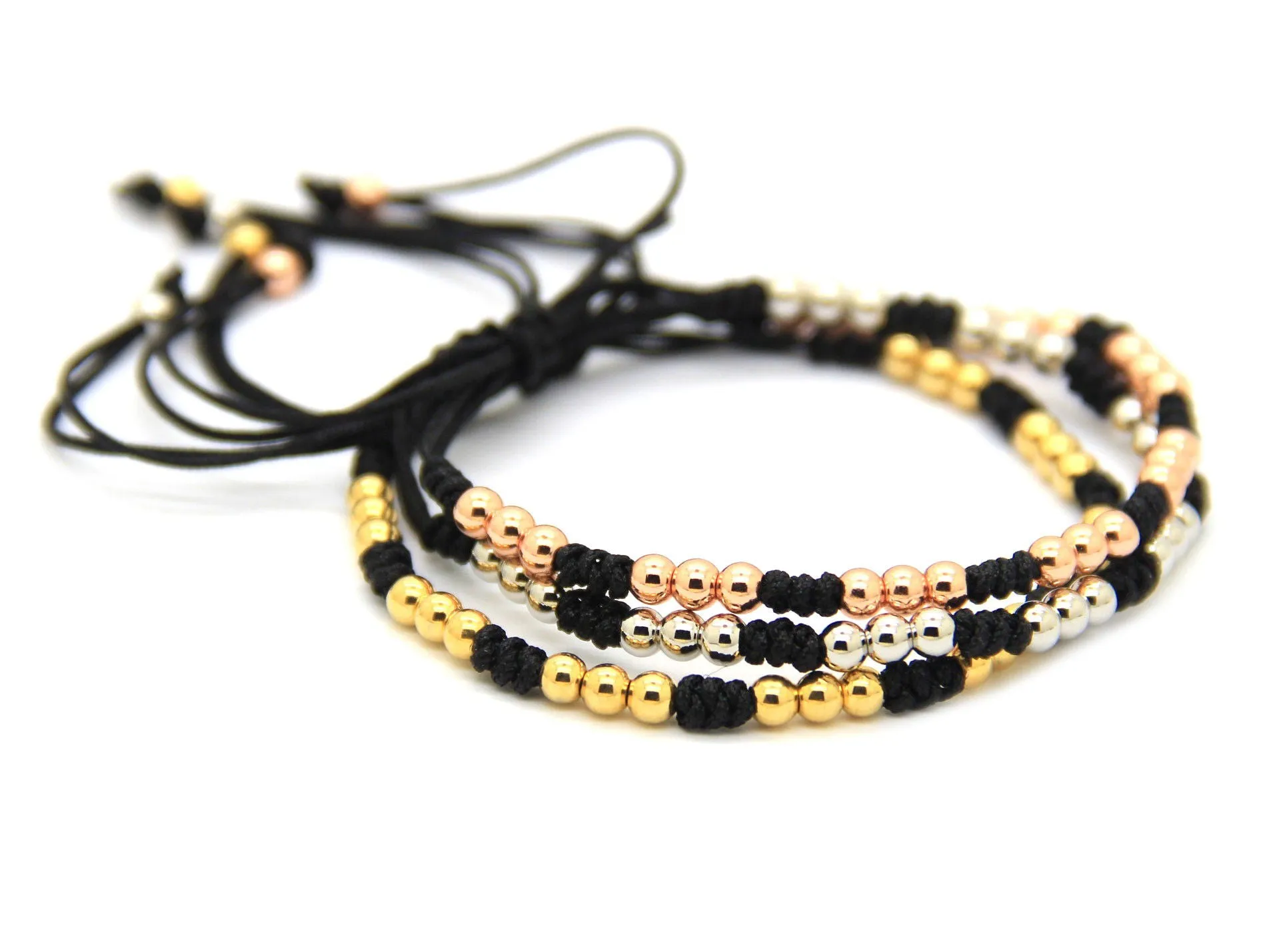 18K Plated 3 Colours 4mm Balls Trio Layer