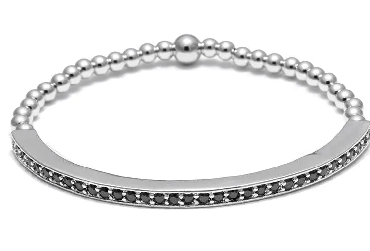 18K Plated CZ Diamond Bar with 4mm Balls