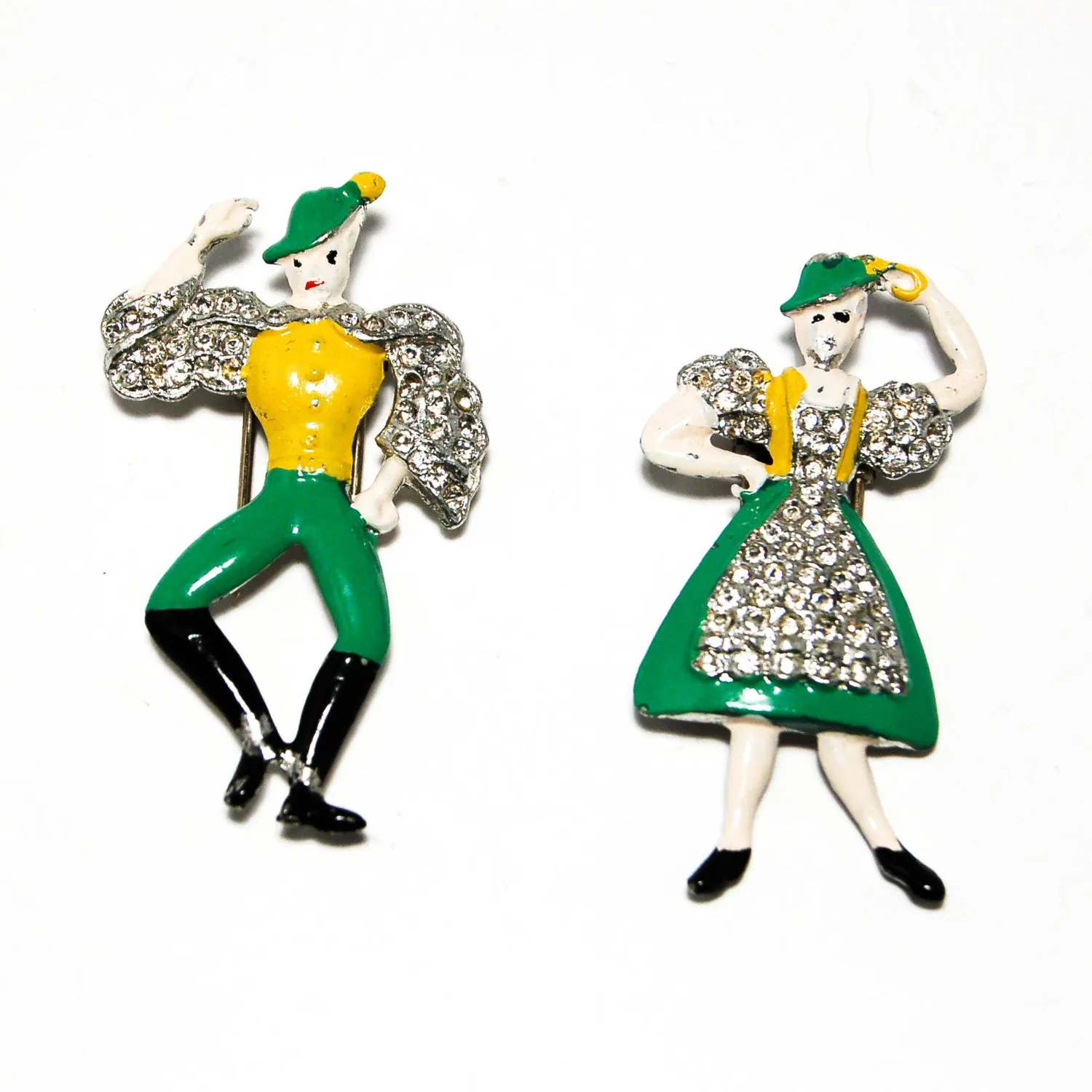 1940's Alpine Dancing Couple Fur Clips by Coro