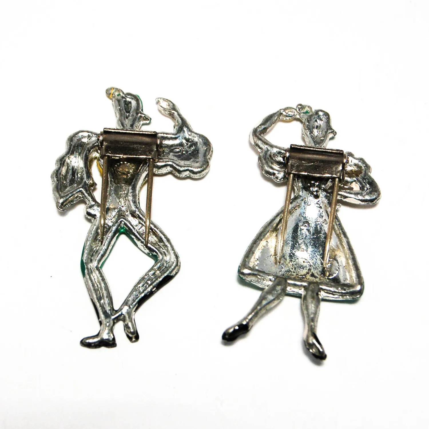 1940's Alpine Dancing Couple Fur Clips by Coro