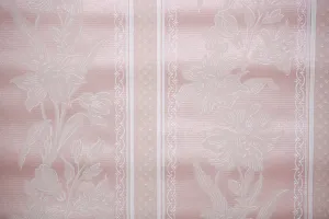 1940s Floral Stripe Vintage Wallpaper