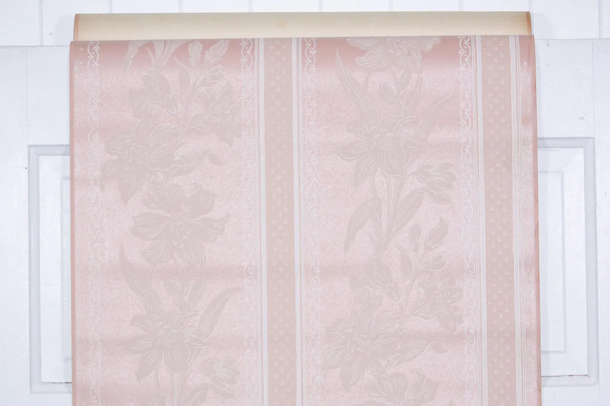 1940s Floral Stripe Vintage Wallpaper