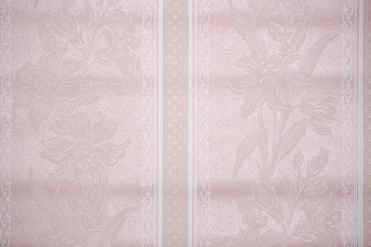 1940s Floral Stripe Vintage Wallpaper