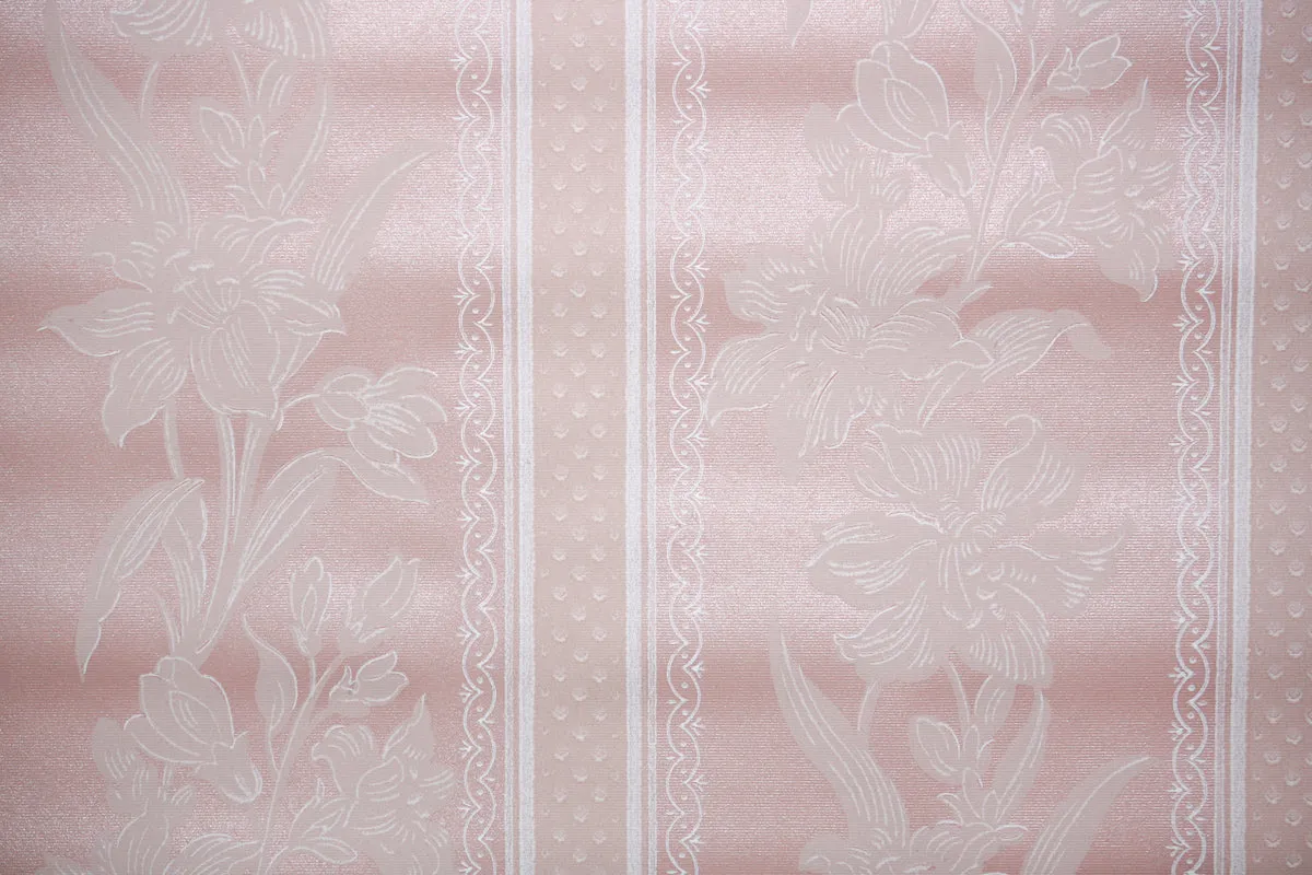 1940s Floral Stripe Vintage Wallpaper