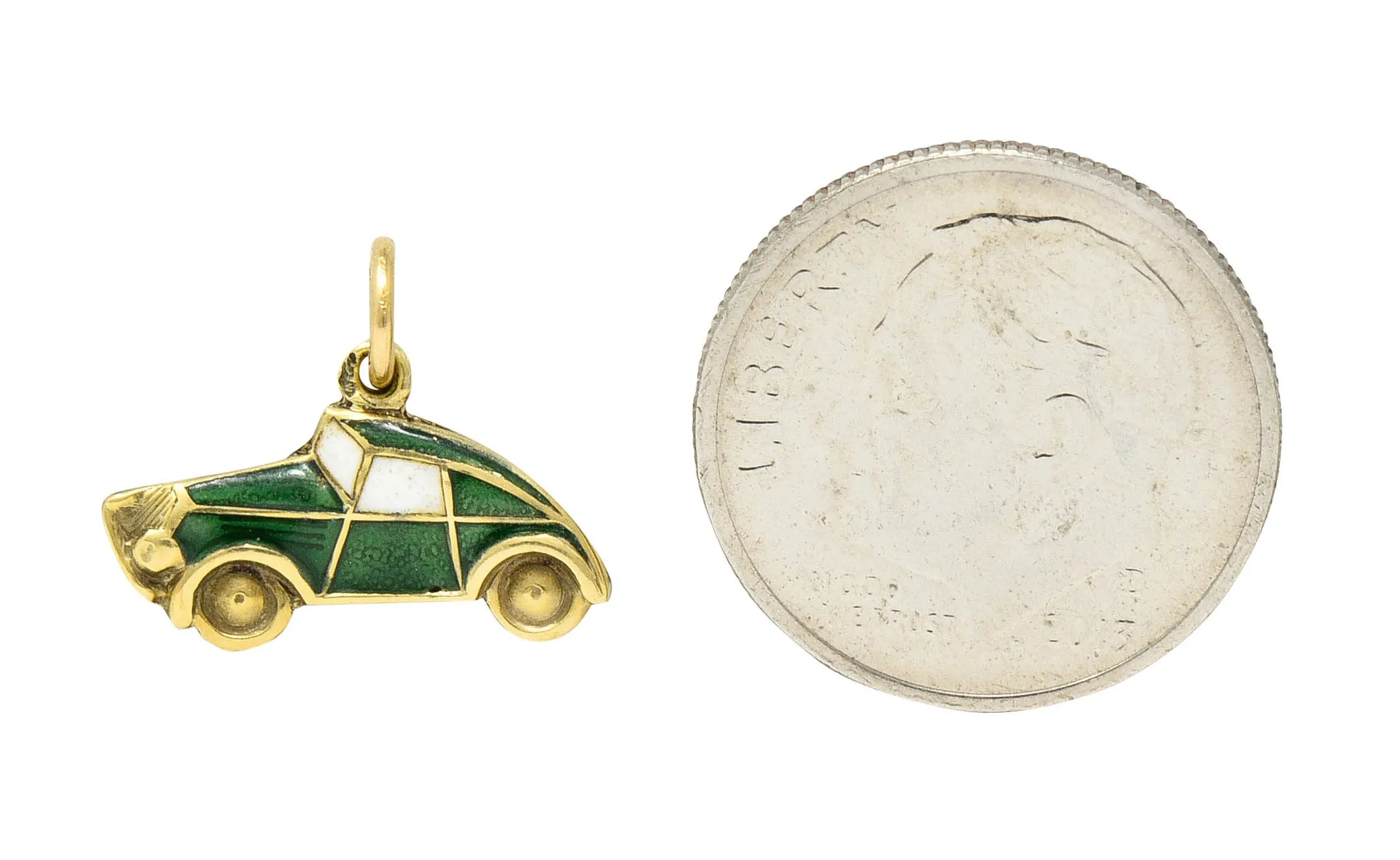 1940's Retro Enamel 14 Karat Gold Car Charm