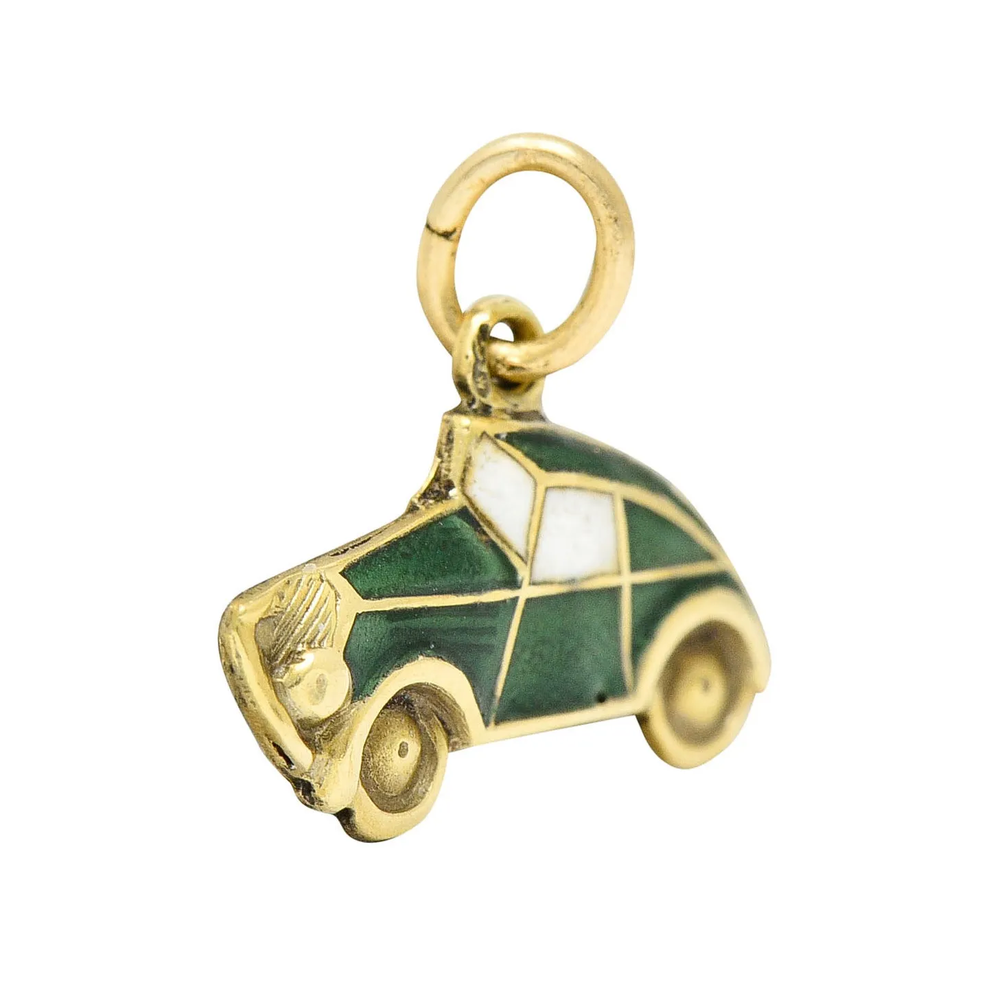 1940's Retro Enamel 14 Karat Gold Car Charm
