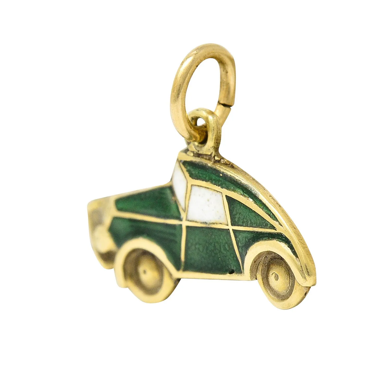 1940's Retro Enamel 14 Karat Gold Car Charm