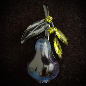 1950s Austrian Glass & Rhinestone Pear Brooch
