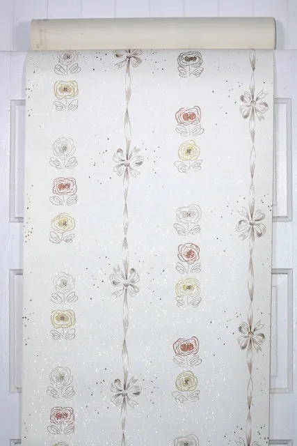 1950s Floral Stripe Vintage Wallpaper