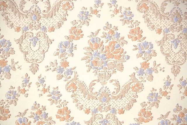 1960s Floral Damask Vintage Wallpaper