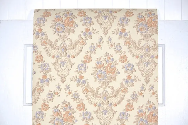 1960s Floral Damask Vintage Wallpaper