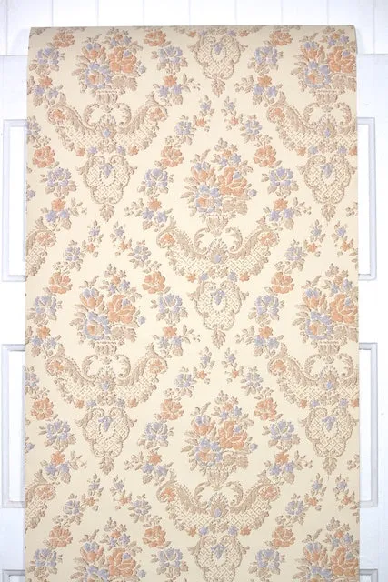 1960s Floral Damask Vintage Wallpaper