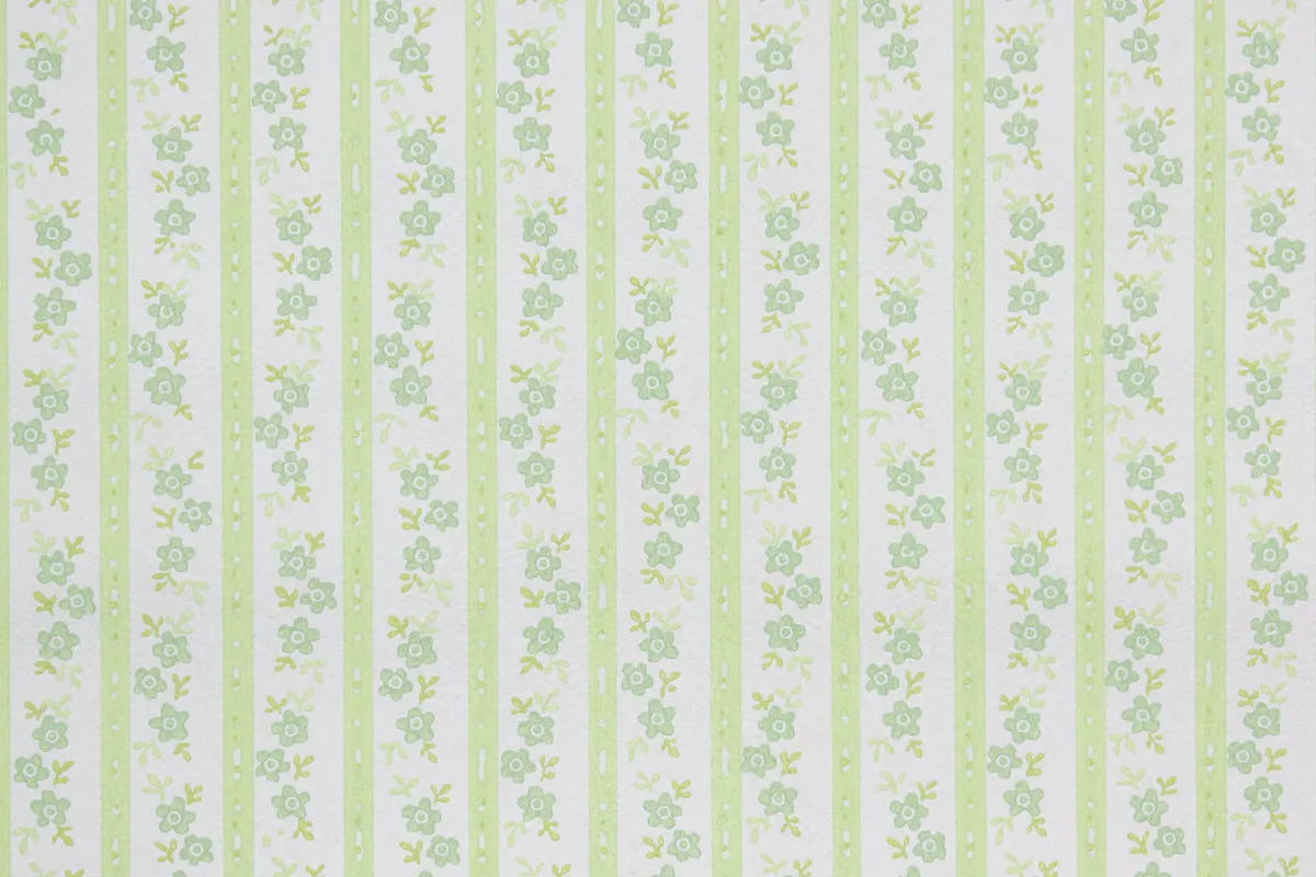 1960s Floral Stripe Vintage Wallpaper