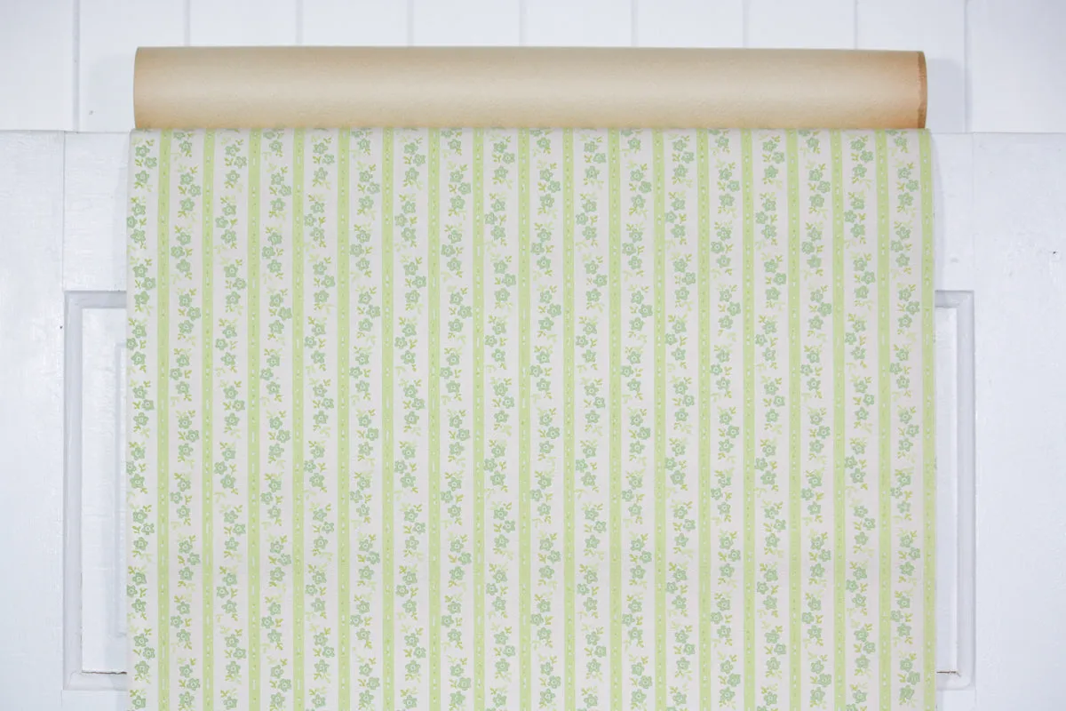 1960s Floral Stripe Vintage Wallpaper