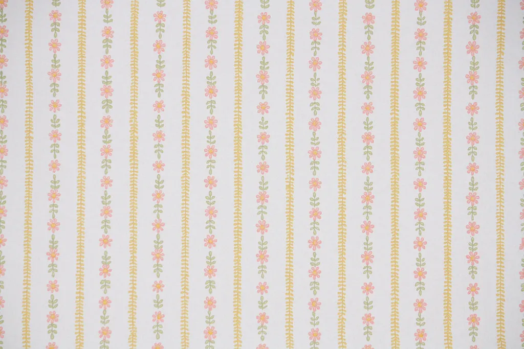 1960s Floral Stripe Vintage Wallpaper