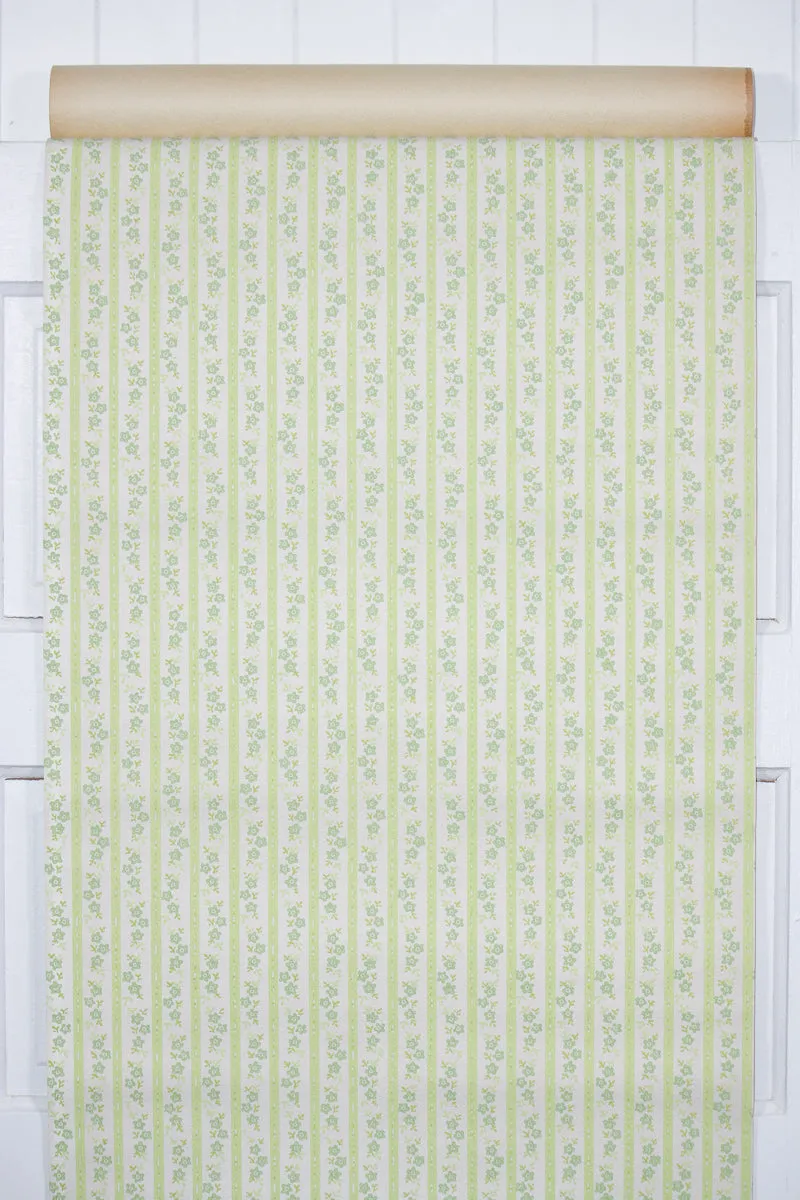 1960s Floral Stripe Vintage Wallpaper