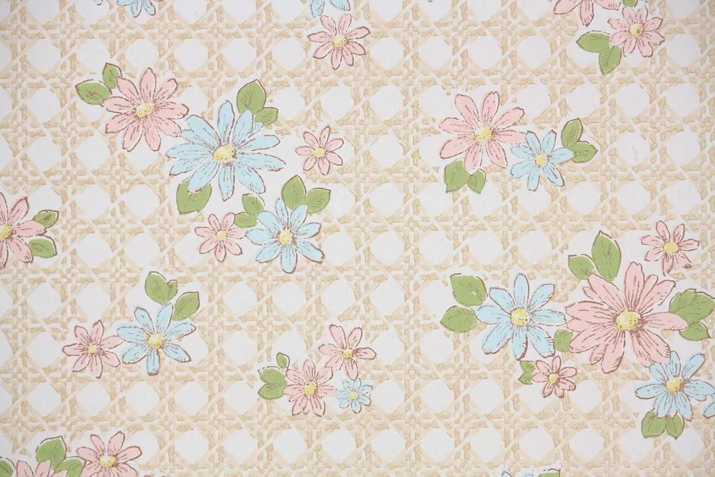 1960s Floral Vintage Wallpaper