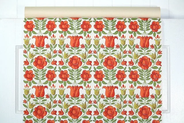 1960s Floral Vintage Wallpaper