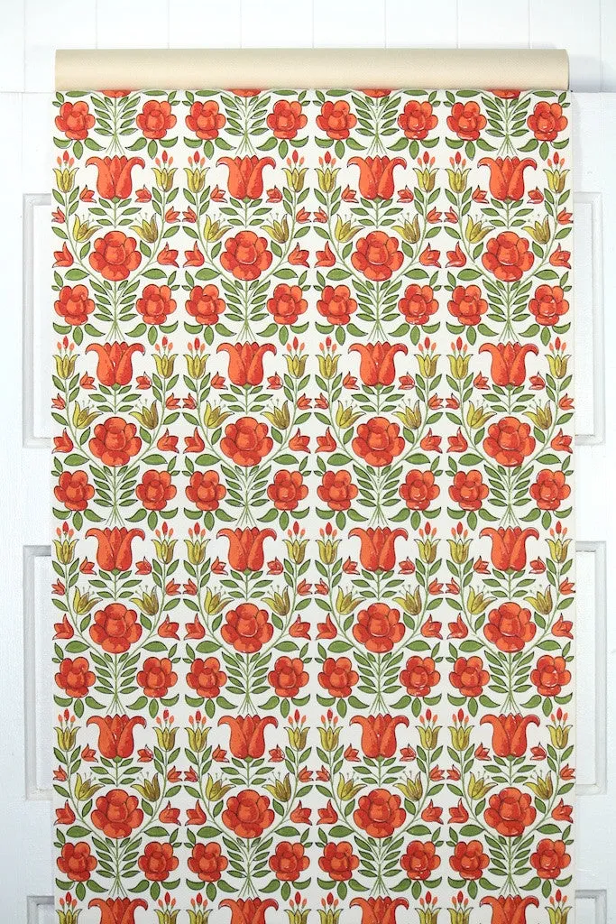 1960s Floral Vintage Wallpaper