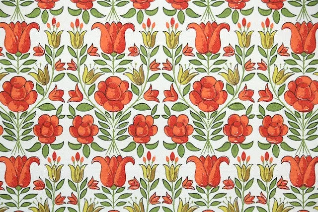 1960s Floral Vintage Wallpaper