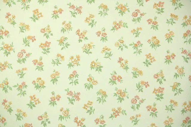1960s Floral Vintage Wallpaper