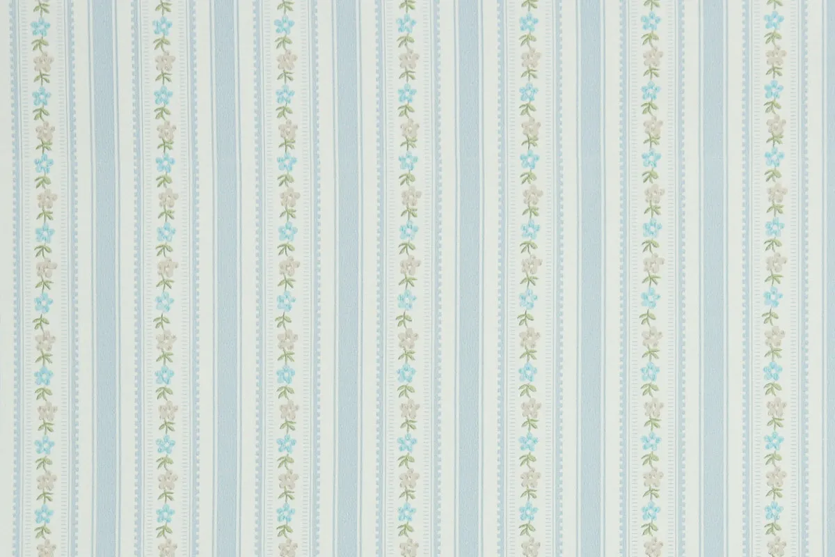 1970s Floral Stripe Vintage Wallpaper