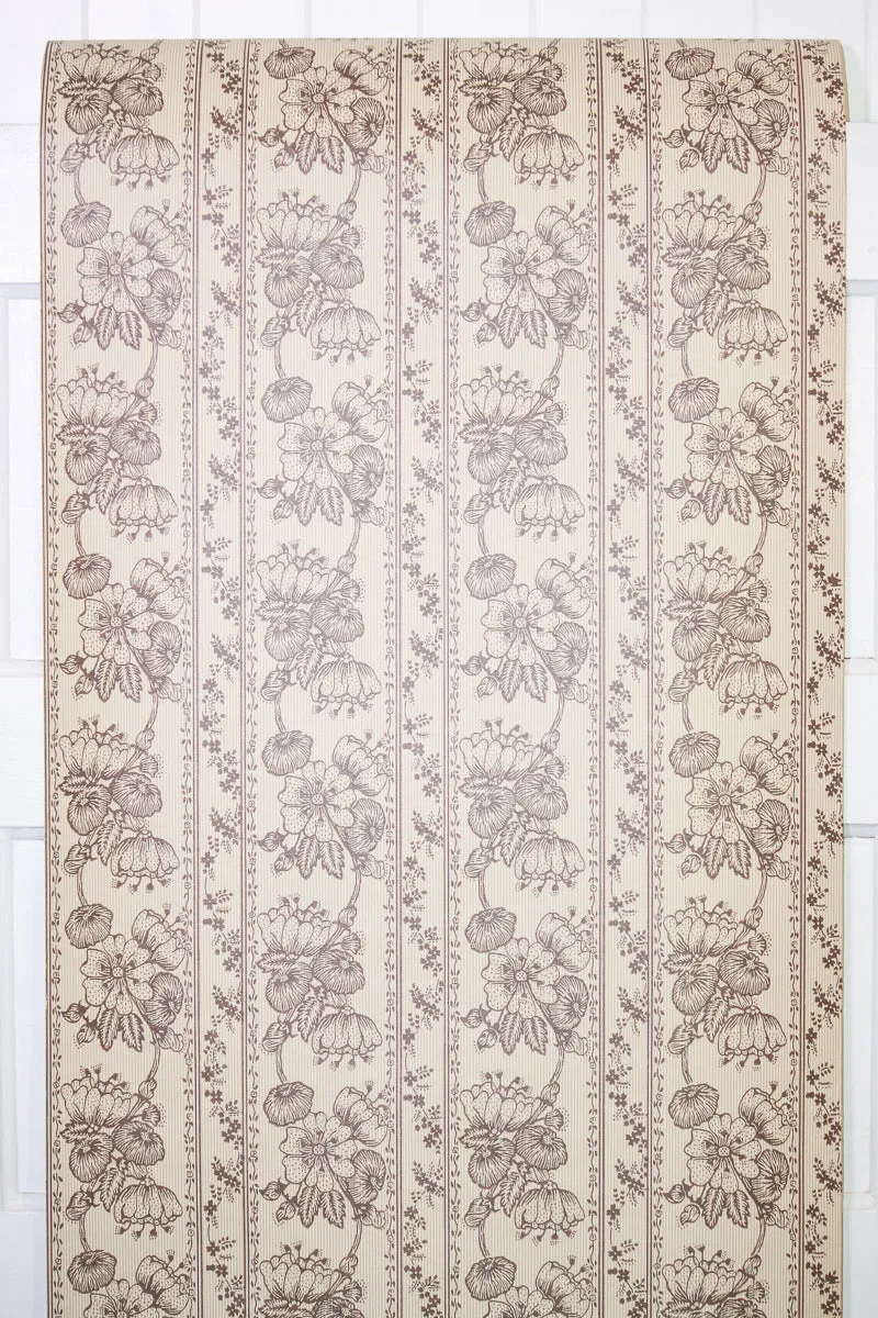 1970s Floral Stripe Vintage Wallpaper