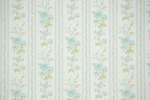 1970s Floral Stripe Vintage Wallpaper