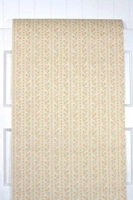 1970s Floral Stripe Vintage Wallpaper