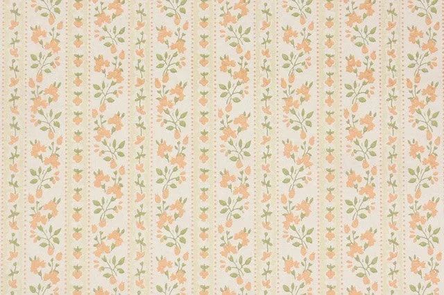 1970s Floral Stripe Vintage Wallpaper