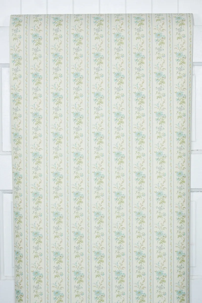 1970s Floral Stripe Vintage Wallpaper