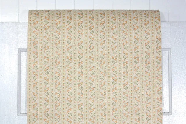 1970s Floral Stripe Vintage Wallpaper