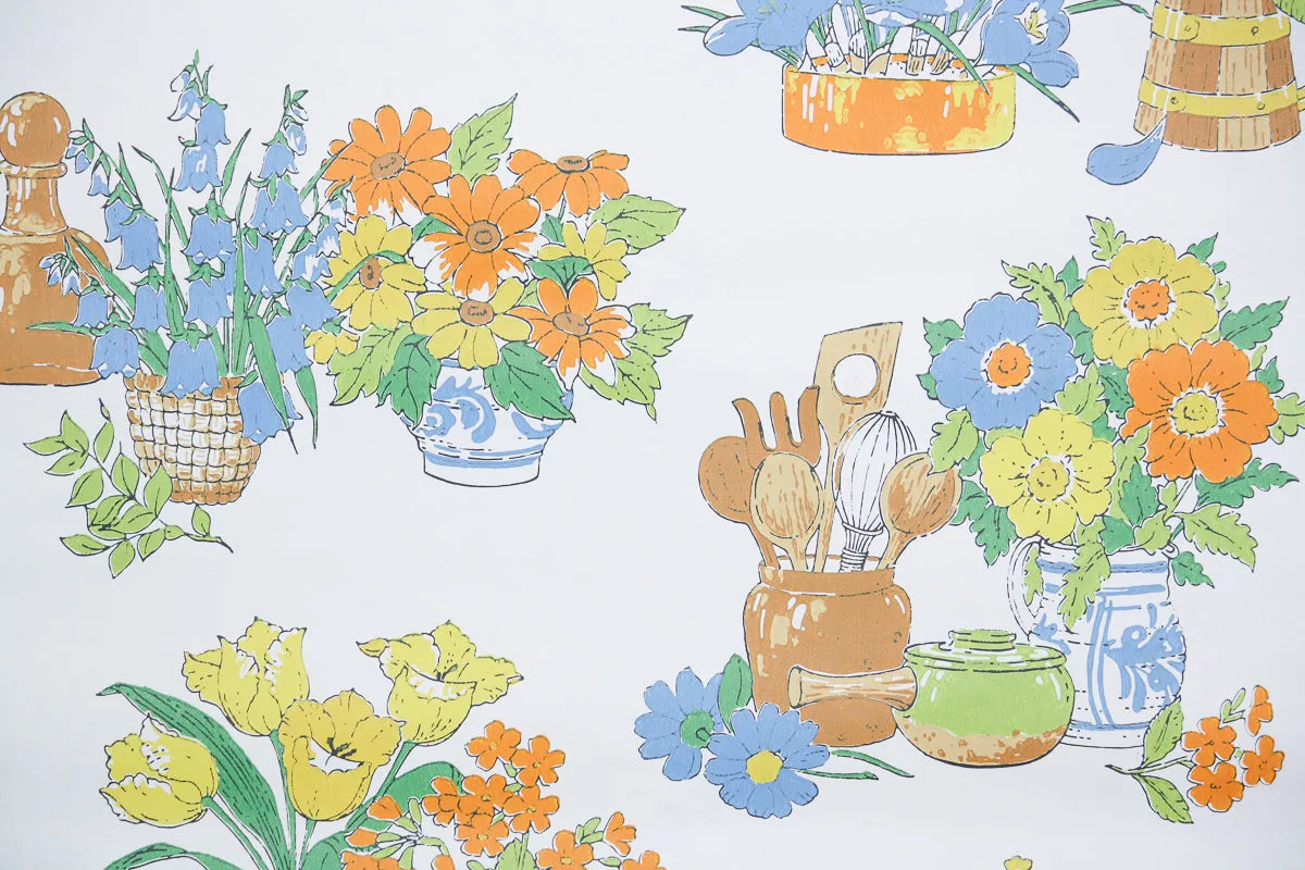 1970s Floral Vintage Wallpaper