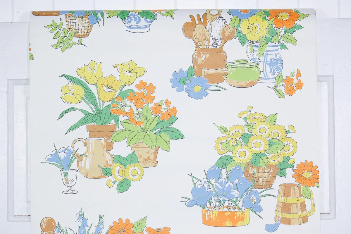 1970s Floral Vintage Wallpaper