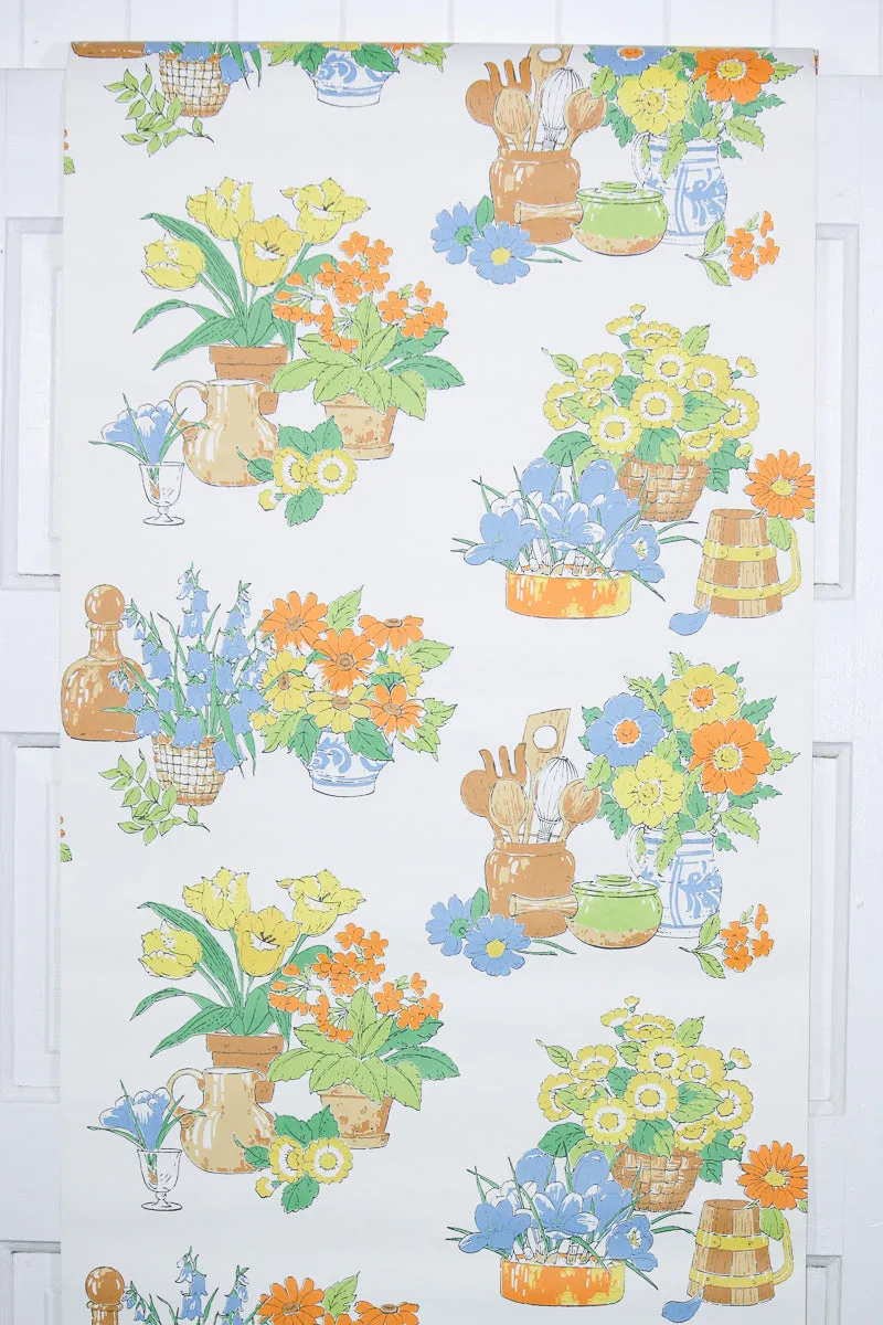 1970s Floral Vintage Wallpaper