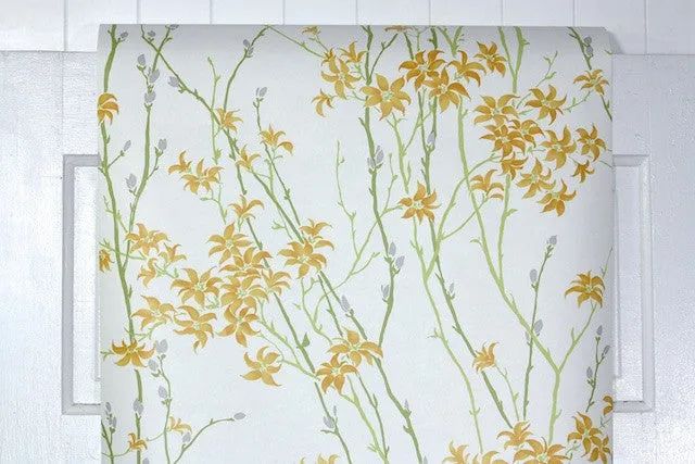 1970s Floral Vintage Wallpaper