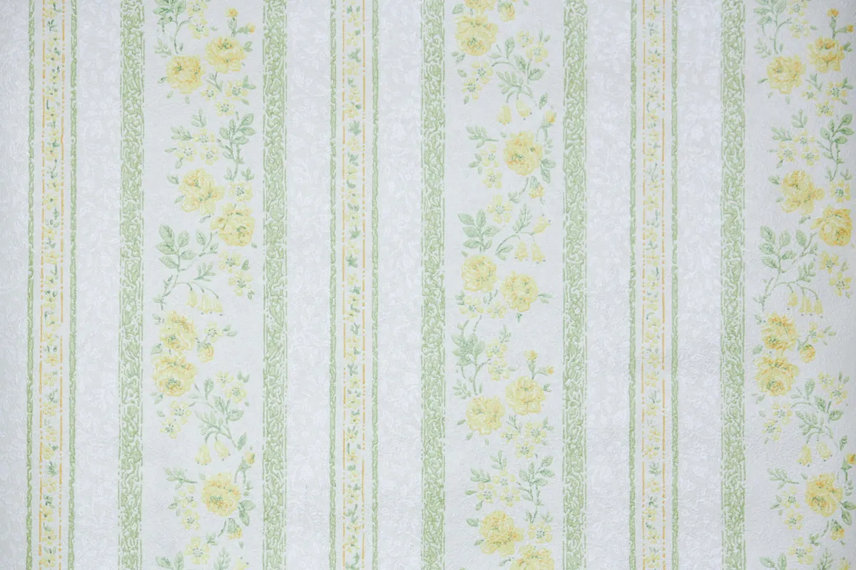 1970s Stripe Floral Vintage Wallpaper