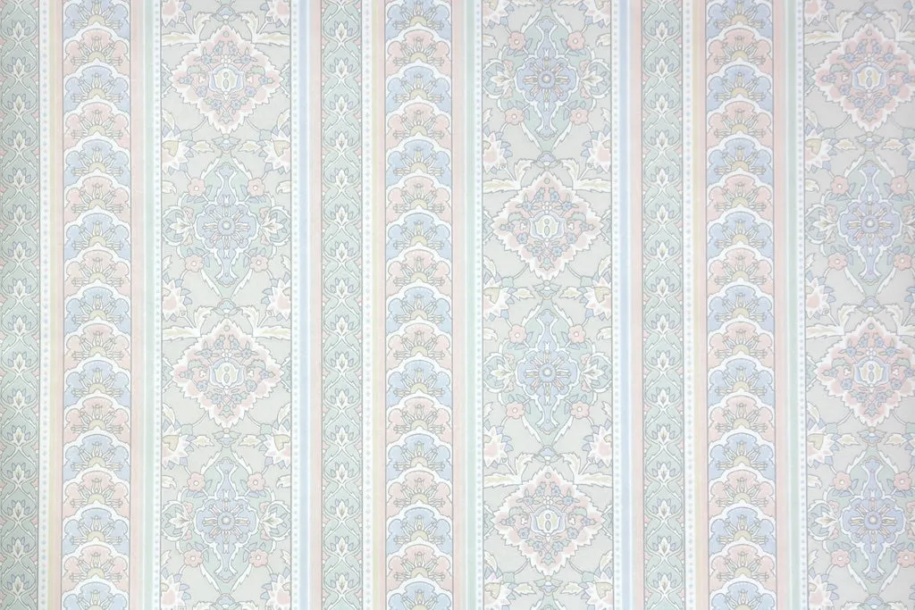1980s Damask Stripe Vintage Wallpaper