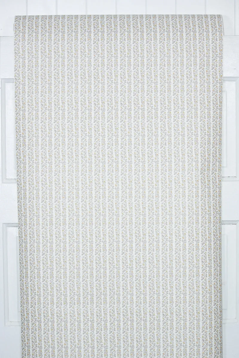 1980s Floral Stripe Vintage Wallpaper