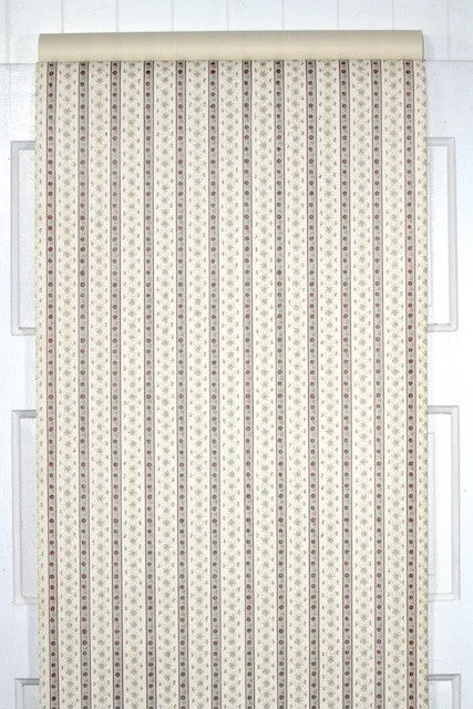 1980s Floral Stripe Vintage Wallpaper