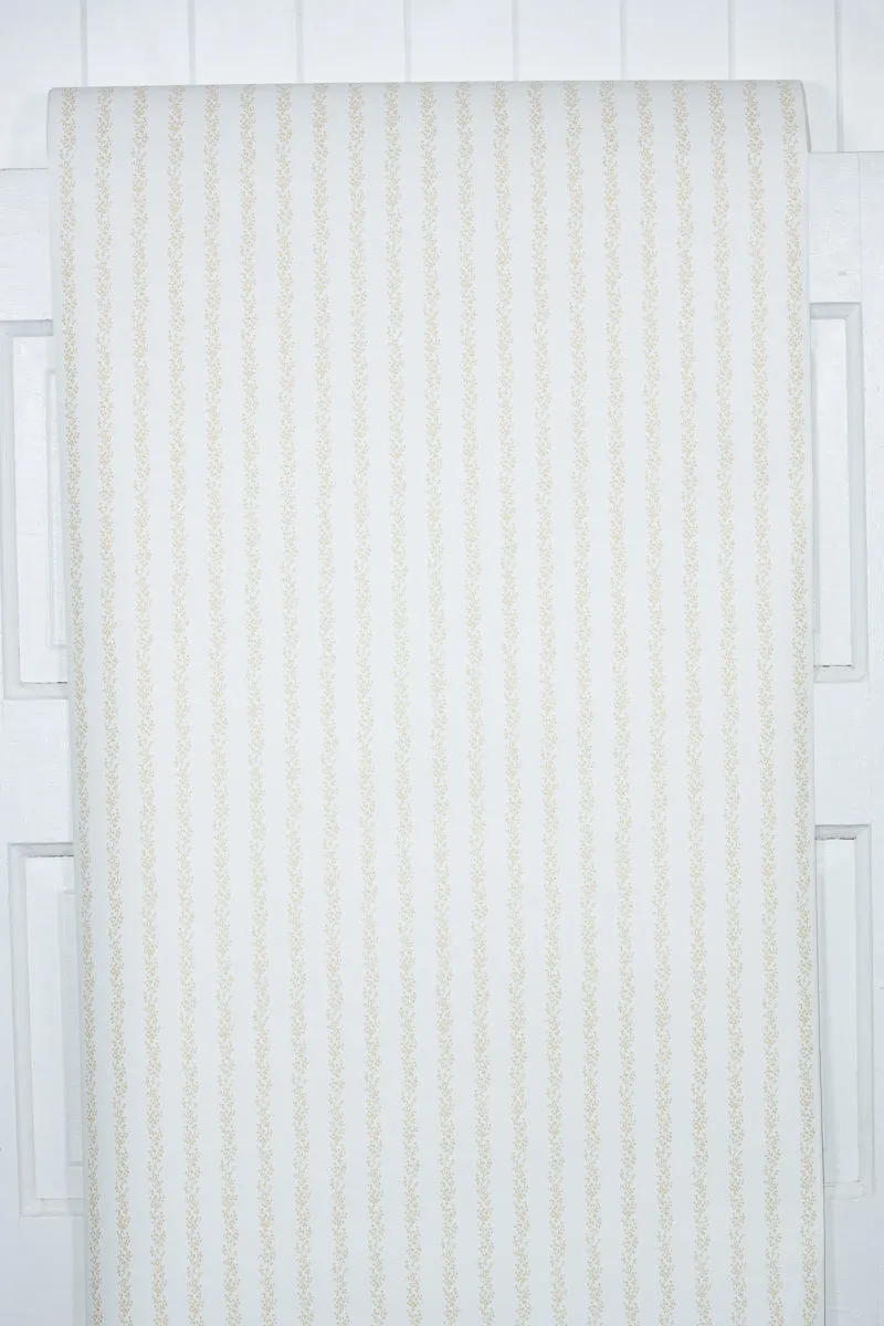 1980s Floral Stripe Vintage Wallpaper