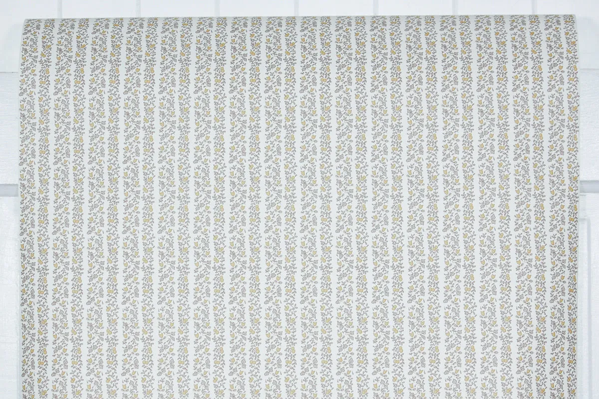 1980s Floral Stripe Vintage Wallpaper